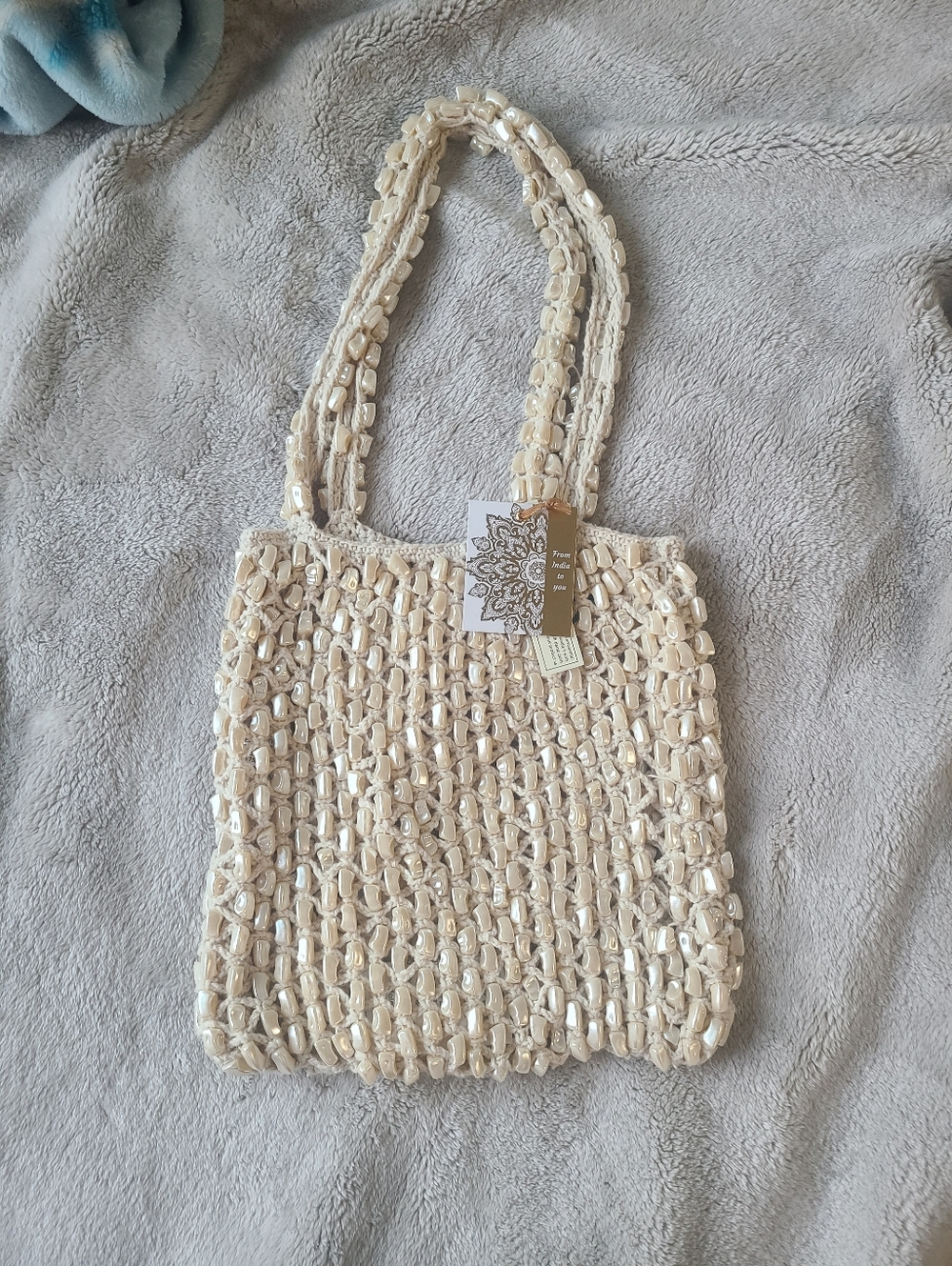 Viral Handmade Freshwater Pearl Beaded Tote Bag